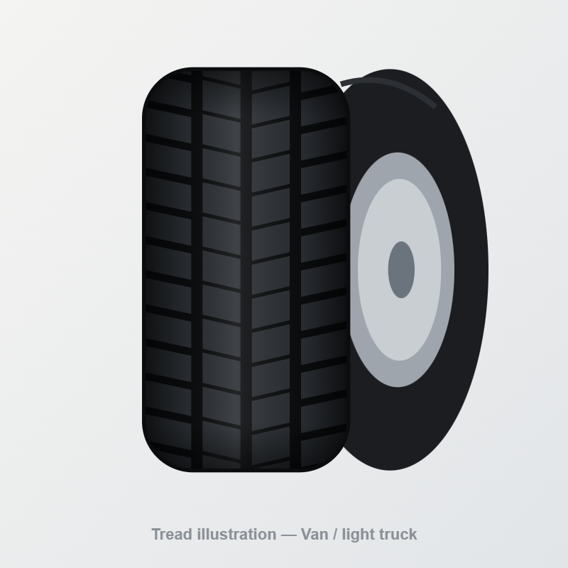Tread illustration: Van / light truck tire (not a product photo)